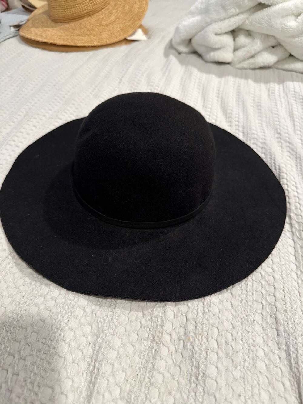 Angela & William Black Wide Brim Floppy Sun Hat with Tassel Decorative Band